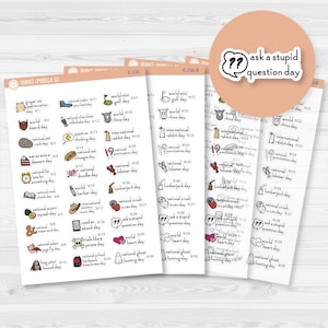 Stickers pour agenda de septembre Mini-Script Wacky Holidays | F16 | E-236