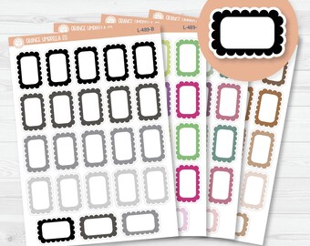 Solid Scalloped Hobonichi Cousin Half Box Planner Stickers | L-489