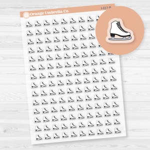 Figure Skating & Ice Skating Icons | Hand Doodled Ice Skates Planner Stickers | Clear Matte | I-017-BCM