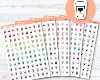 Hand Doodled Coffee Cup Planner Stickers | Coffee Icon Planner Stickers | I-449