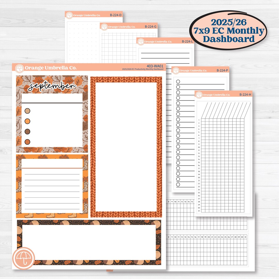 Fall Leaves Autumn Kit | 7x9 Erin Condren Life Planner Monthly ...