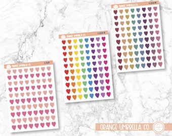 Tiny Hearts Icon Planner Stickers, Icon Tiny Hearts Labels, Color Print Planning Stickers (I-319)