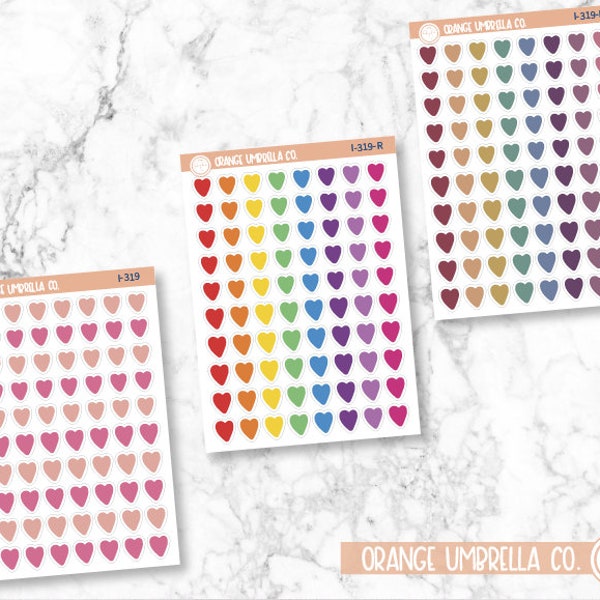 Tiny Hearts Icon Planner Stickers, Icon Tiny Hearts Labels, Color Print Planning Stickers (I-319)