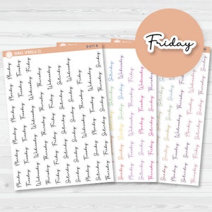 Day of the Week Header Planner Stickers | F5 | B-077