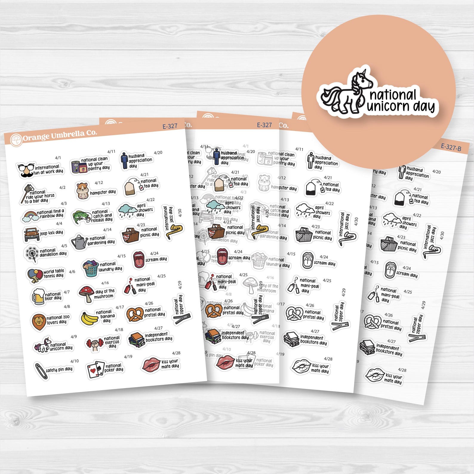 April Wacky Holidays Mini Script Planner Stickers | F17 | E-327 - Etsy