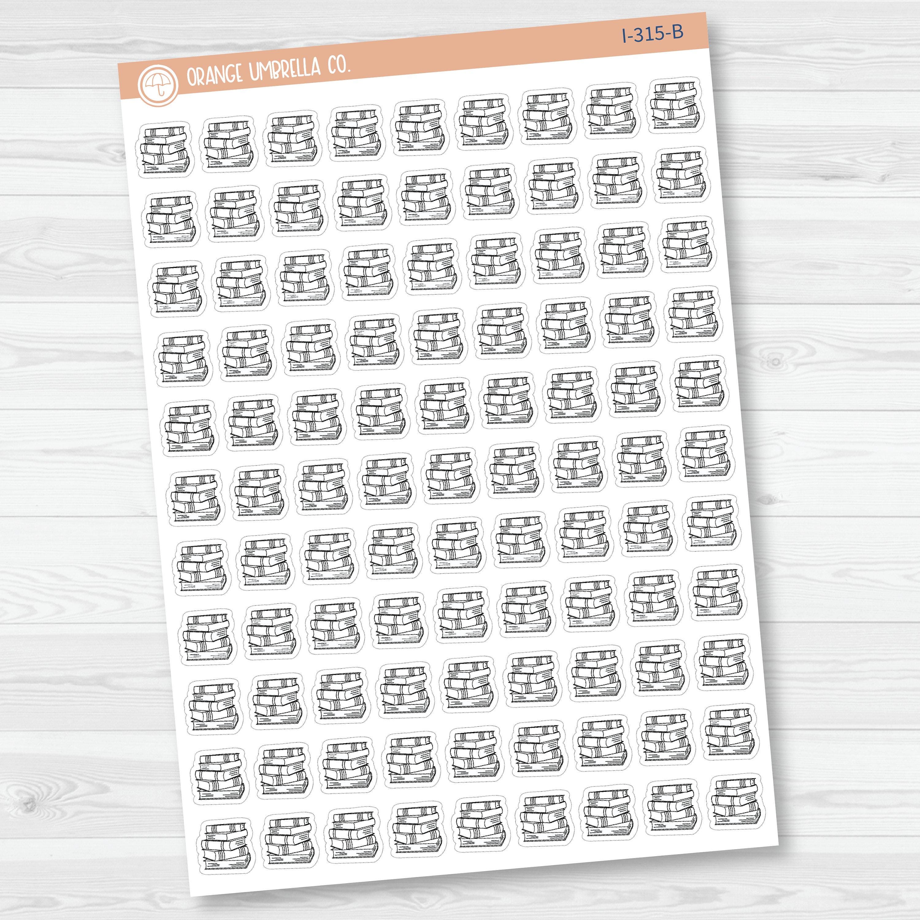 Book Stack Icon Planner Stickers, Icon Books Labels, Color Print Labels ...