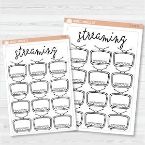 Streaming Tracker Full Page Dashboard | A5 & 7x9 Size Deco Planner Stickers | C-218