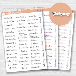 US Holiday Script Planner Stickers | F5 | S-016