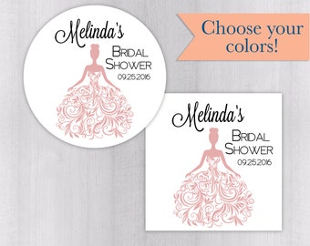 Bridal Shower Favor Stickers, Bridal Shower Stickers, Bridal Shower Wedding Labels (#227-WH)