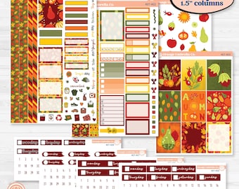 CLEARANCE | Colorful Autumn Stickers | Weekly Sticker Kit for Vertical Planners like Erin Condren | Vivid | KIT-407-A