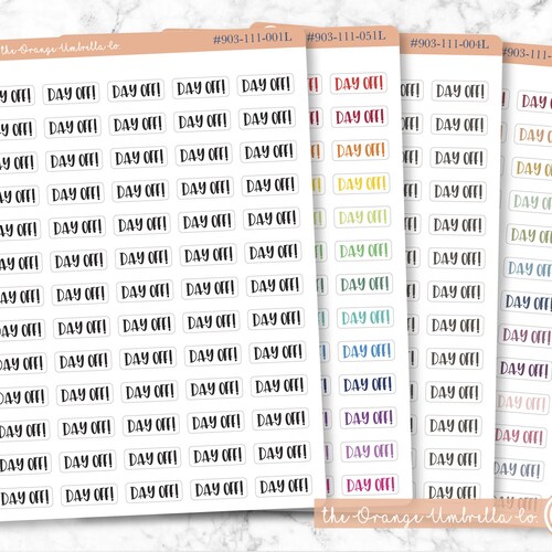 Day Off Script Planner Stickers and Labels | F1 | S-660 shops / 903-111-001L-WH