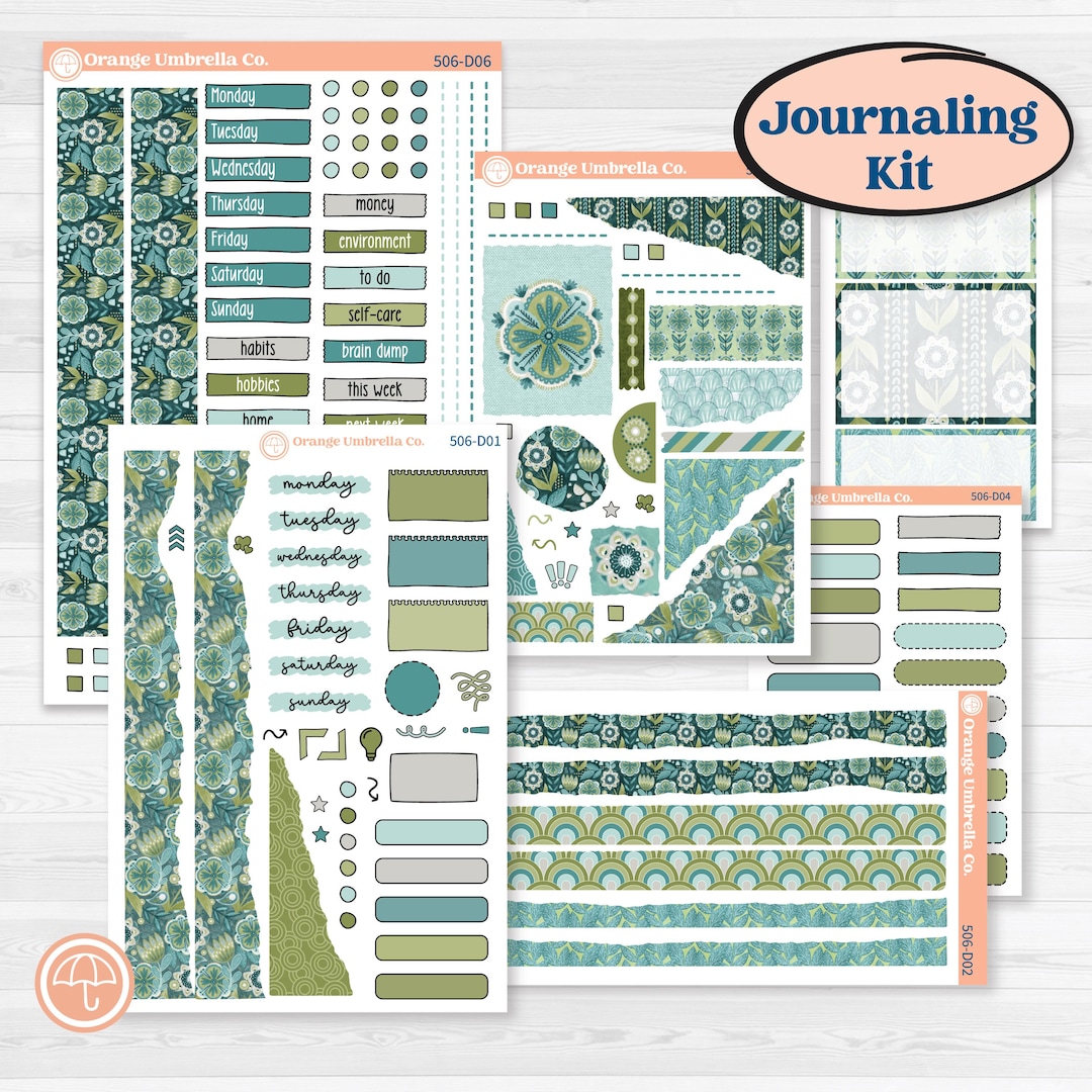 Soft Blue Florals Kit | Journaling or Scrapbooking Kit | Creative Junk ...