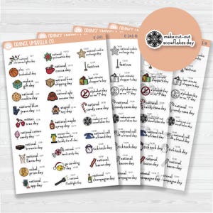 December Wacky Holidays Script Planner Stickers | F16 | E-241