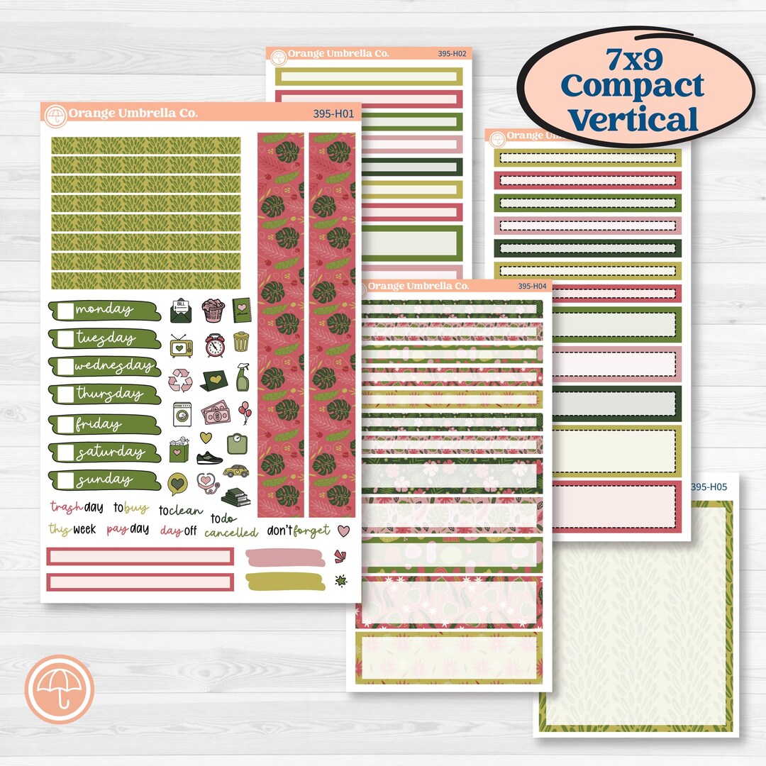 Tropical Summer Kit | 7x9 Compact Vertical Planner Kit Stickers ...