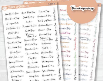 US Holiday Script Planner Stickers | F5 | S-016