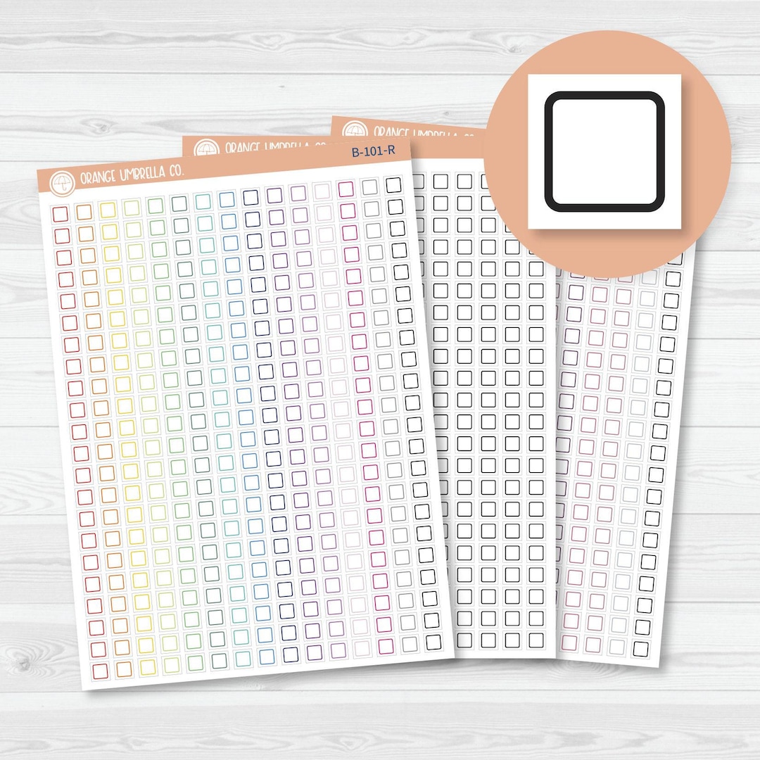 Sticker Chart Checkboxes Checkbox - Individual Single Color Coding Planner Stickers | Square | B ...