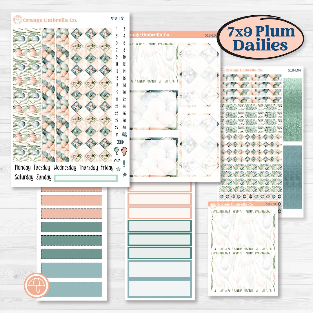Spring Floral Kit | 7x9 Plum Daily Planner Kit Stickers | Garden Oasis ...