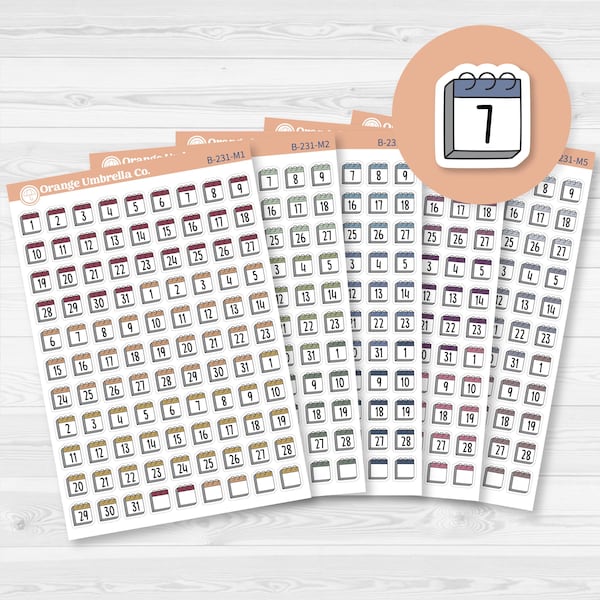 Calendar Date Dots | F17 Font Monthly Planner Stickers | B-231