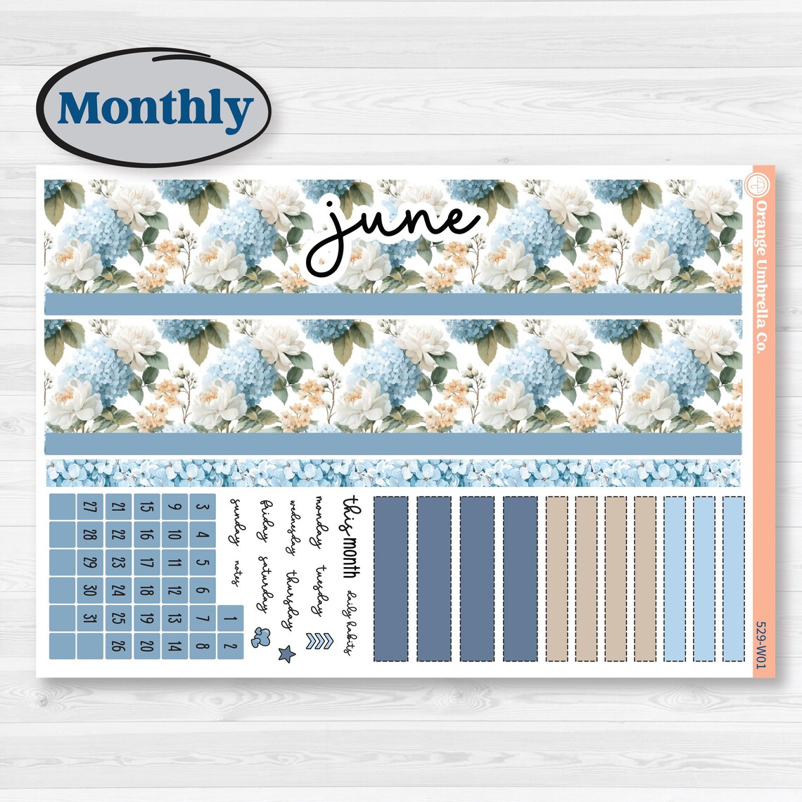 Seaside Floral | Laurel Denise Scout Large Planner Kit Stickers | on ...