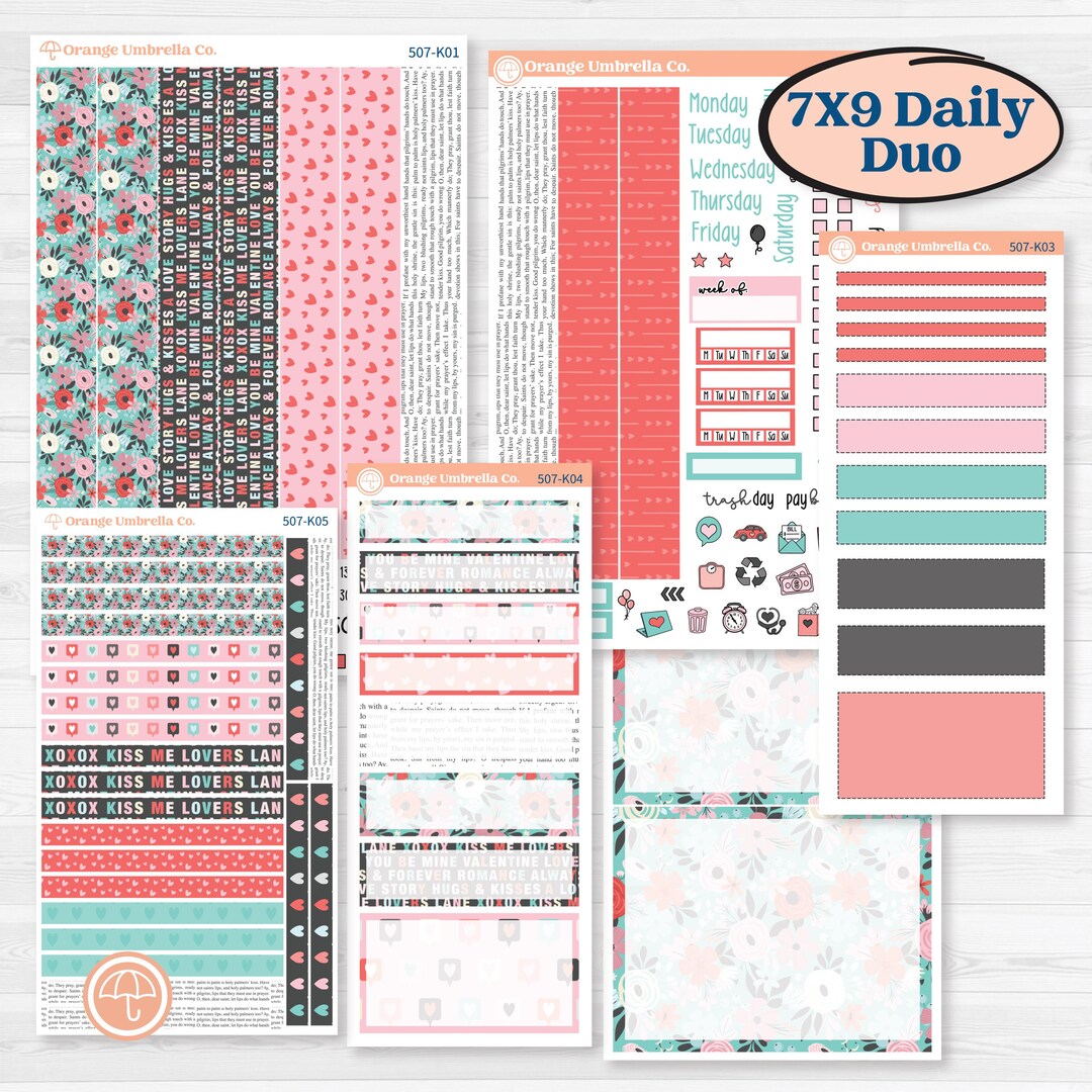 Sweet Valentine Florals | 7x9 Erin Condren Daily Duo Planner Kit ...