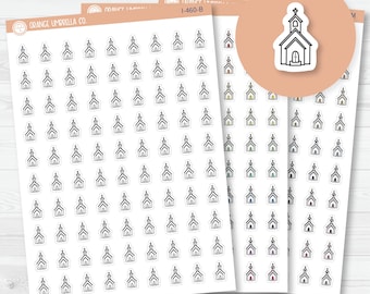 Hand Doodled Church Icon Planner Stickers | Bible Study & Worship | I-460