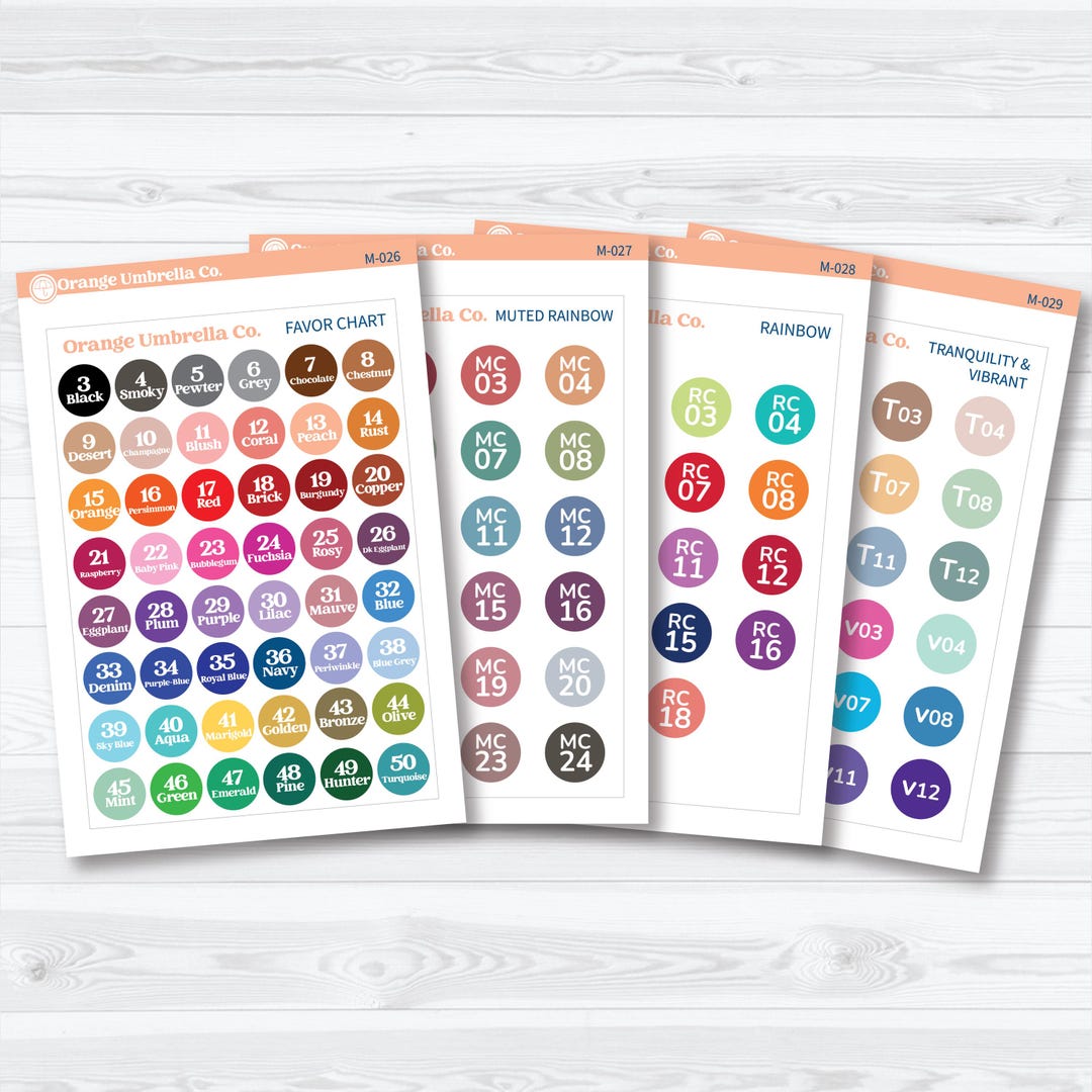Planner Sticker Color Charts & Reference Guide | Script Color Planning ...