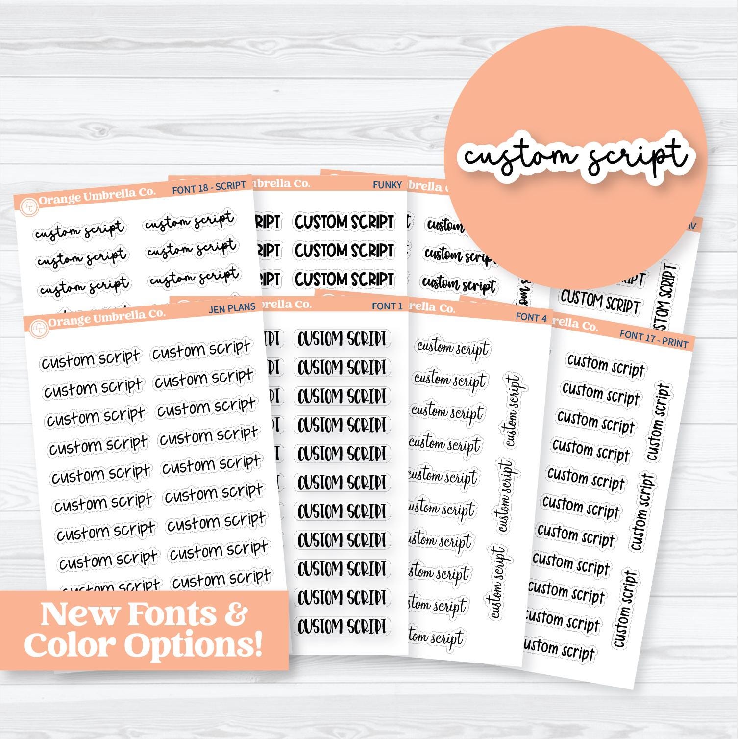 Mini Sheet Custom Script Sticker | New Fonts & Colors Planner Stickers | 1 Word/Phrase per sheet | custommini