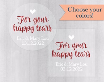 For your Happy Tears Wedding Stickers, Clear Wedding Stickers, Printed Transparent Stickers, Wedding Tissue Labels (#266-C)