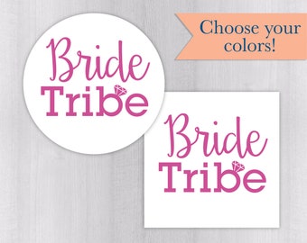 Bride Tribe Bachelorette Party Stickers, White Printed Bachelorette Party Labels (#503-P)
