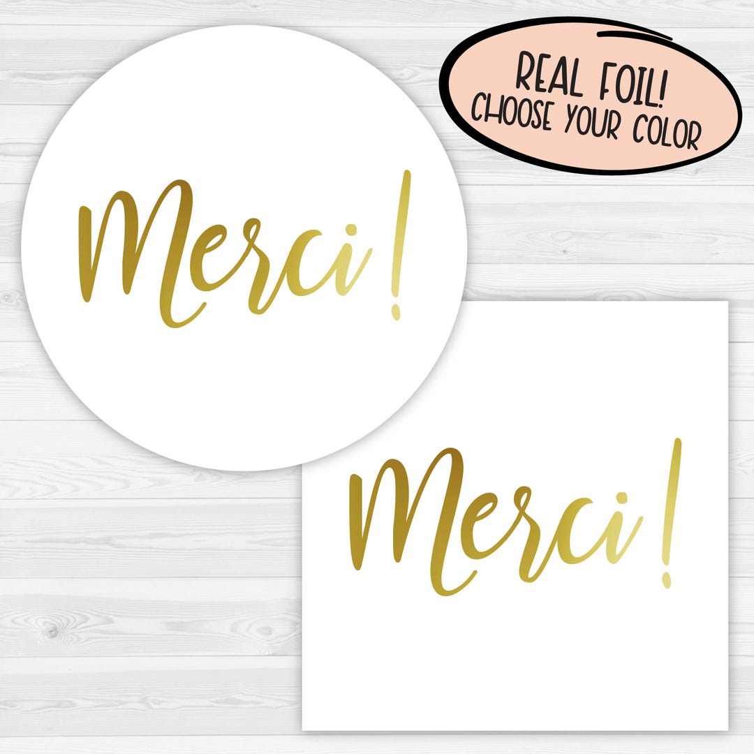 Merci Labels | Thank You Stickers | French Themed Wedding | 113-F - Etsy