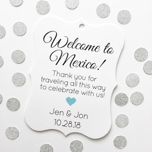 Destination Wedding Tags, Hotel Bag Tags, Welcome Wedding Tags, Custom Favor Tags (EC-056)