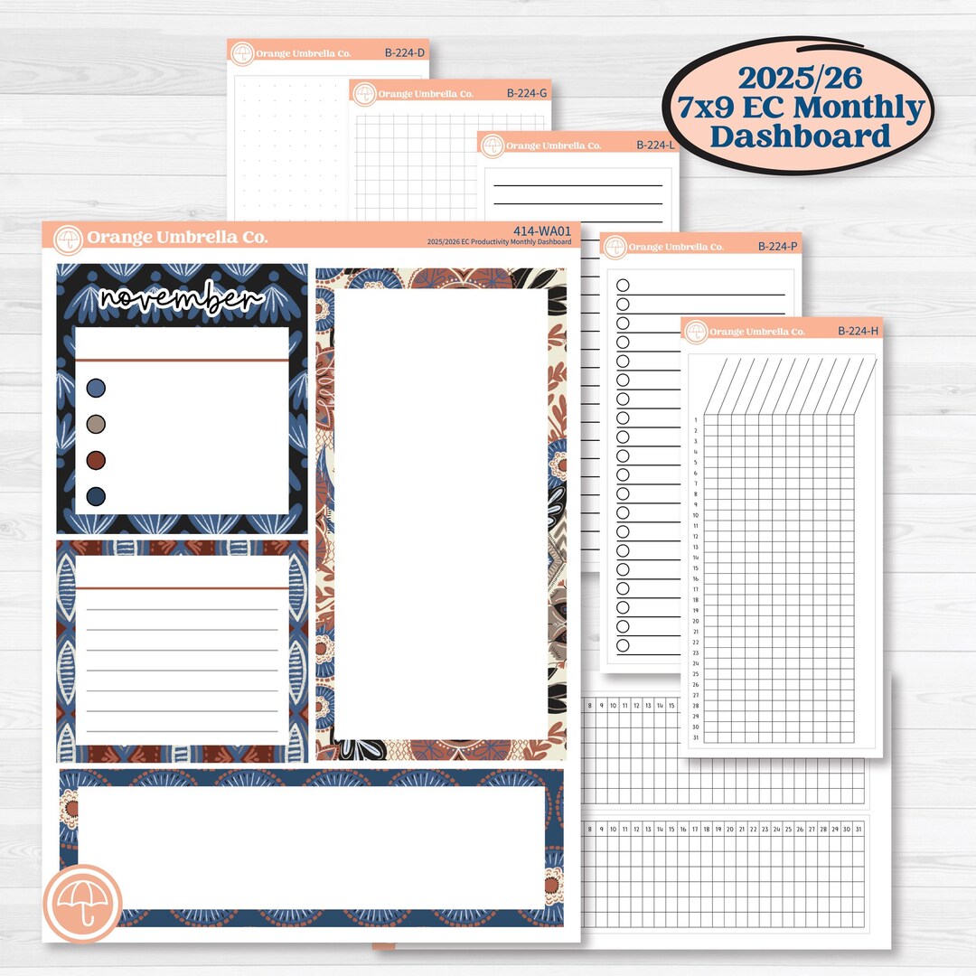 Patterned Boho Sticker Kit | 7x9 Erin Condren Life Planner Monthly ...