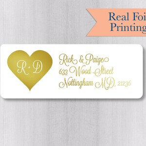 Wedding Invitation Return Address Labels, Gold Foil Wedding Stickers, Invitation Return Address Lables (#347-F)