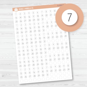 6 Months of Date Dot Covers Planner Stickers | FC12 Script Circle | B-495-B