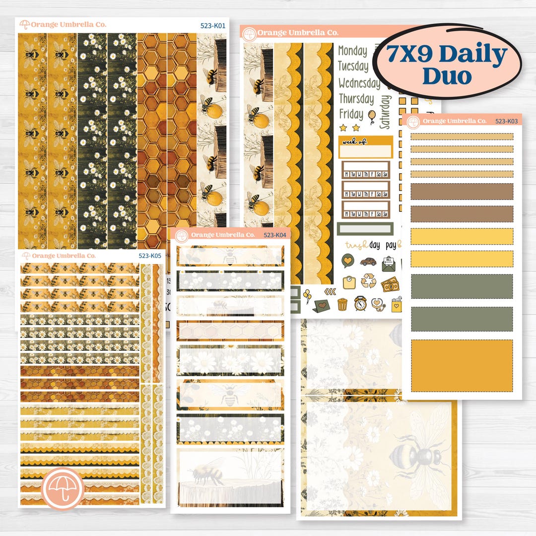 Honeybee Garden | 7x9 Erin Condren Daily Duo Planner Kit Stickers ...