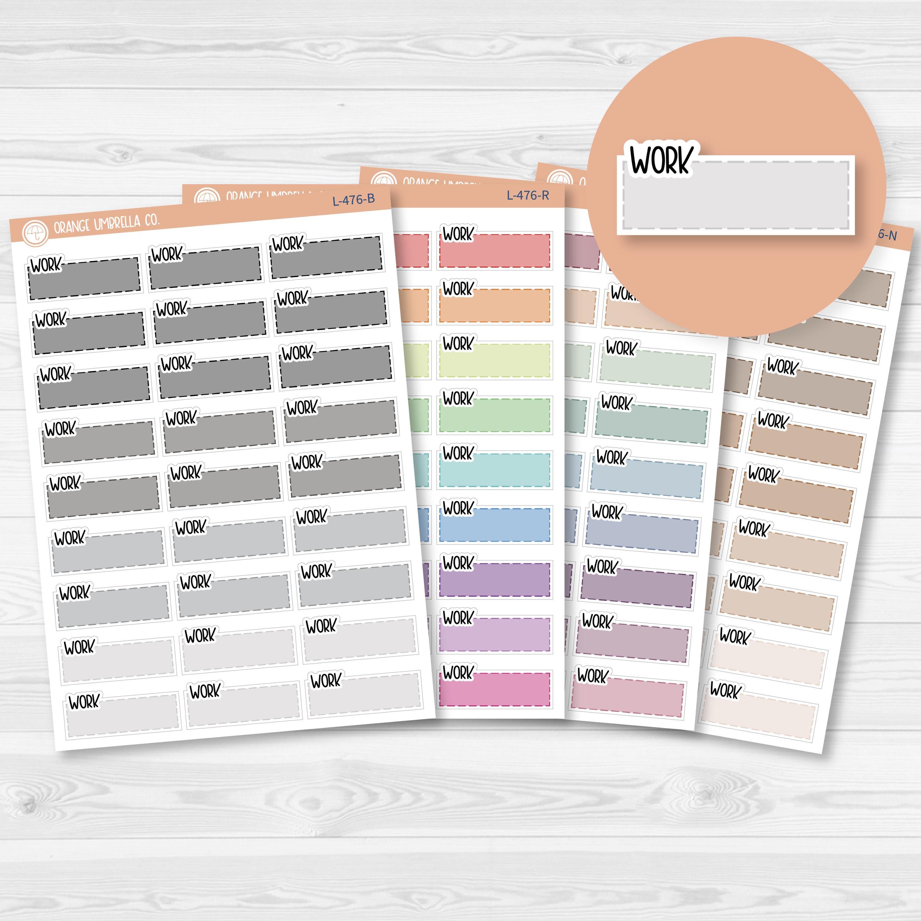 Work Color Stitched Quarter Box Planner Stickers | L-476 - Etsy