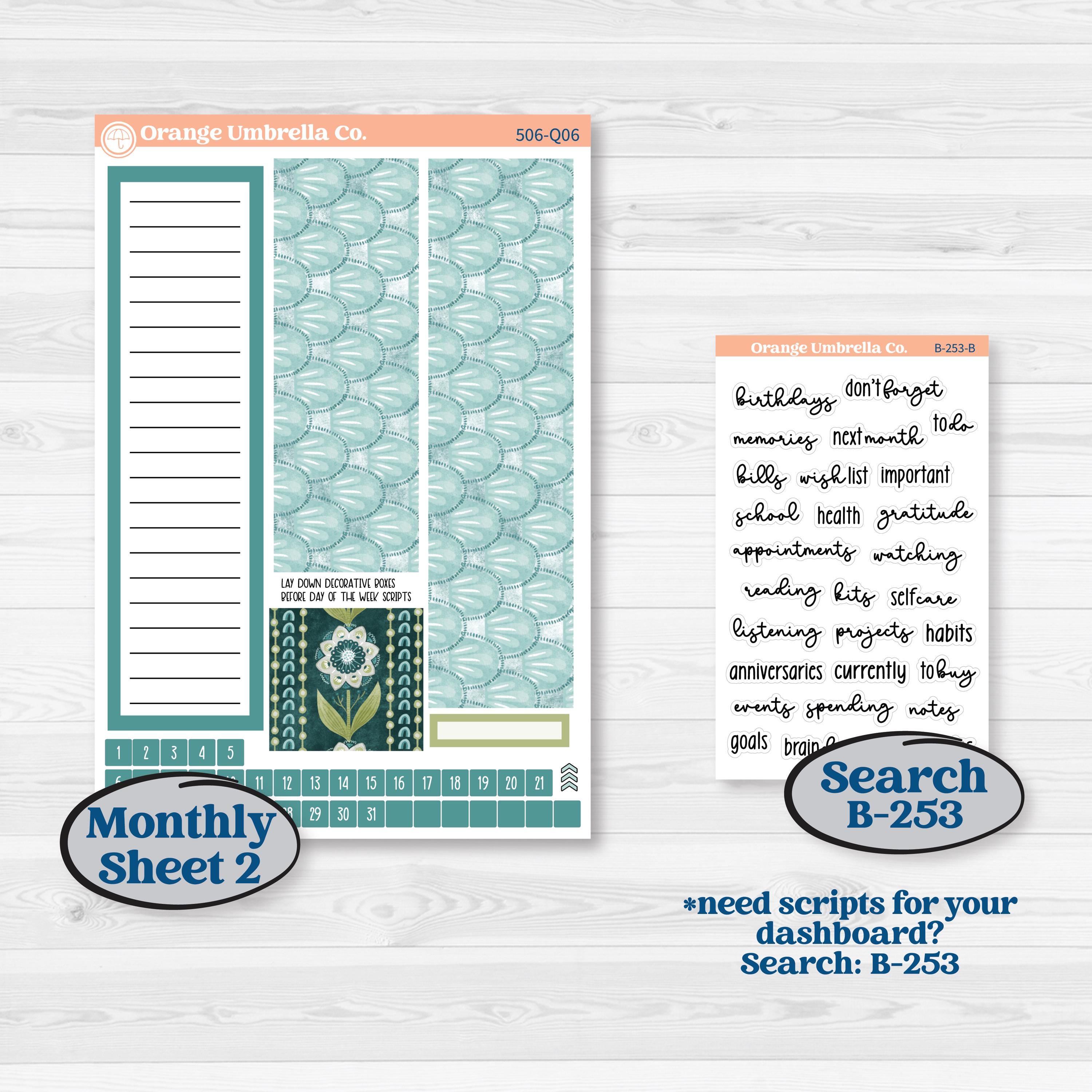 Soft Blue Florals Kit | 7x9 Plum Monthly & Dashboard Planner Kit ...