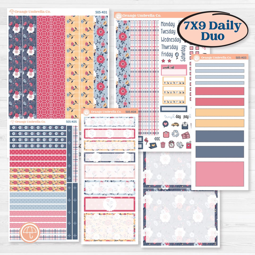 Cheerful Floral Kit | 7x9 Erin Condren Daily Duo Planner Kit Stickers ...