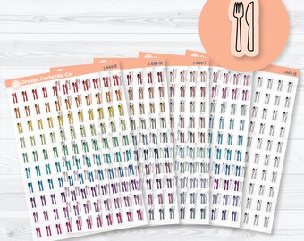 Hand Doodled Meal Clear Matte Planner Stickers | Fork & Knife Icon Planner Stickers | I-444-CM