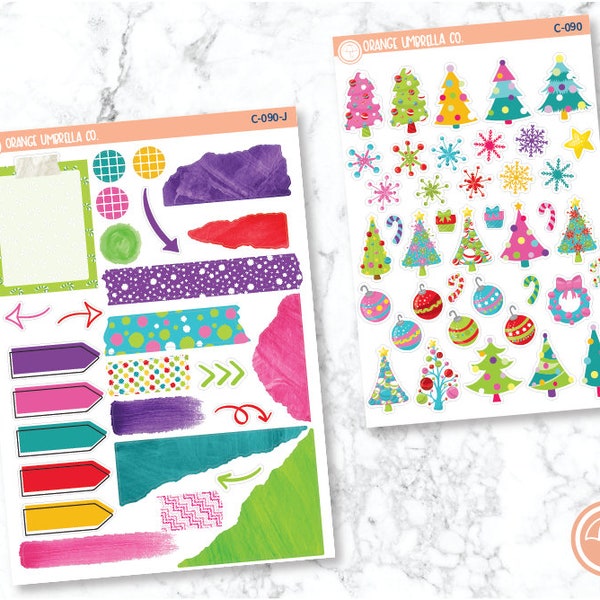 Christmas Whimsy Trees Planner Deco/Journaling Stickers | C-090