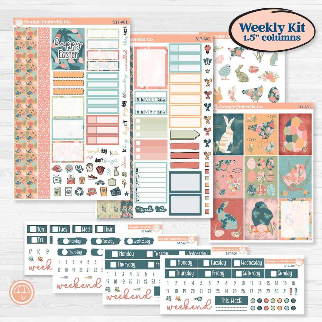 Easter Spring Kit | Weekly Sticker Kit for Vertical Planners Like Erin ...