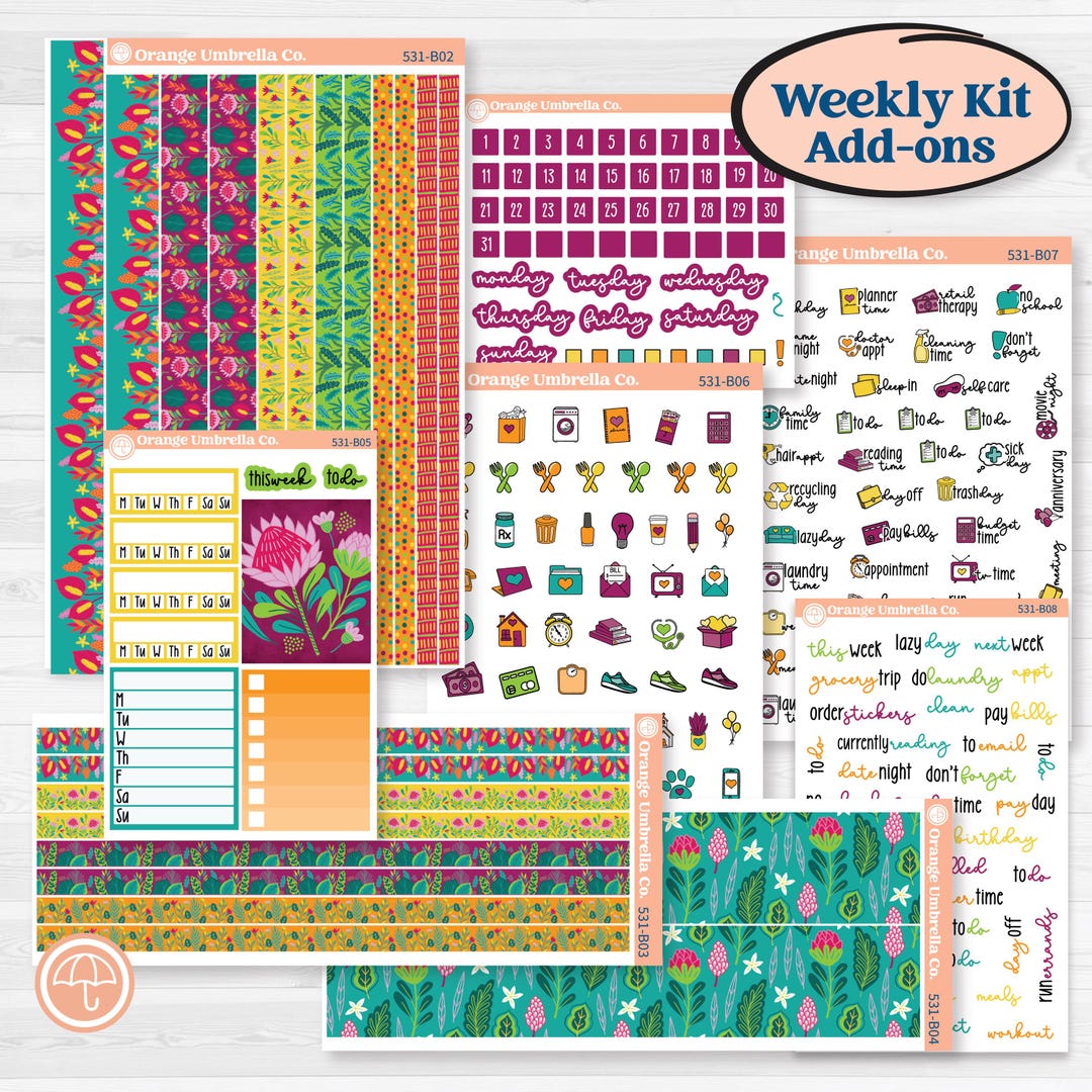 Tropical Island Jungle | Weekly Add-on Planner Kit Stickers | Polynesia ...