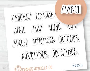 LIQUIDACIÓN / Nombre del mes - A5 Ciruela / Pasión / Hobonichi / PP Weeks Monthly Script Planner Stickers / FC12 Print / B-065-B