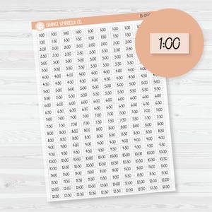 Time - 30 Minute/Half Hour Script Planner Stickers | FC12 Black Clear Matte | B-096-BCM