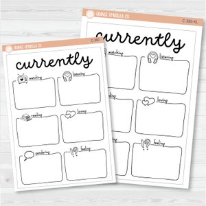 Currently Full Page Dashboard | A5 & 7x9 Deco Planner Stickers Planner Stickers | C-380