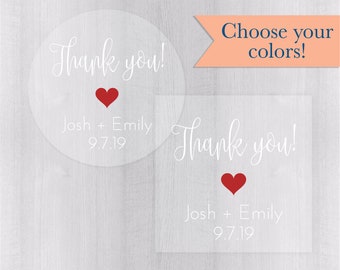 Thank You Stickers, Clear Transparent Wedding Favor Labels, Wedding Favor Stickers (#196-C)