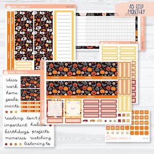 CLEARANCE | Pumpkin & Ghost Halloween Kit |  A5 EC Monthly and Dashboard Planner Kit Stickers | Eye of a Newt | 347-241