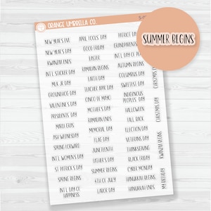 US Holiday Script Planner Stickers | F13 | Clear Matte | S-027-BCM