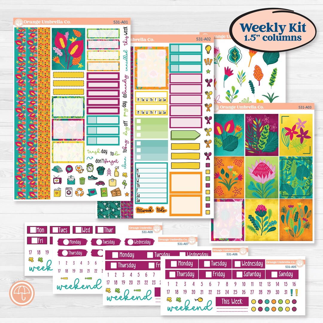 Tropical Island Jungle | Weekly Sticker Kit for Vertical Planners Like ...