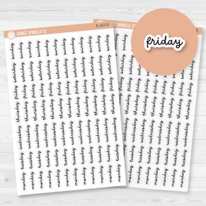 Days of the Week Planner Stickers | Script Weekday Headers | F16 | B-242